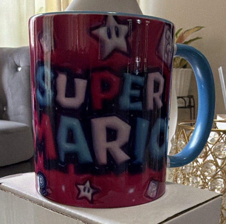 Super Mario Bros. Mario & Luigi Glossy Ceramic Mug Red w/ Blue Handle