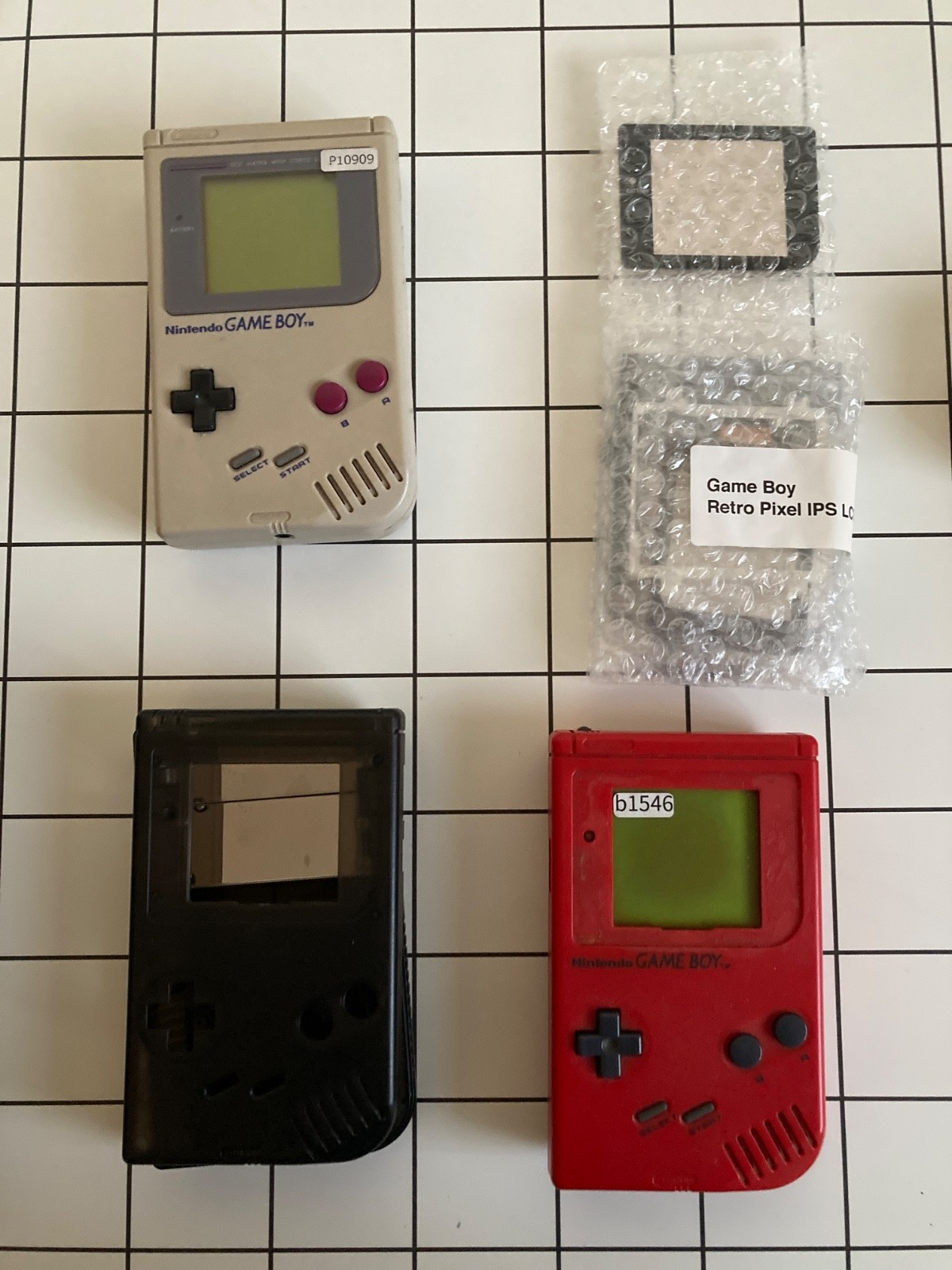 Nintendo Game Boy Original DMG-01 Bundle with IPS Screen Mod Kit + Game + More
