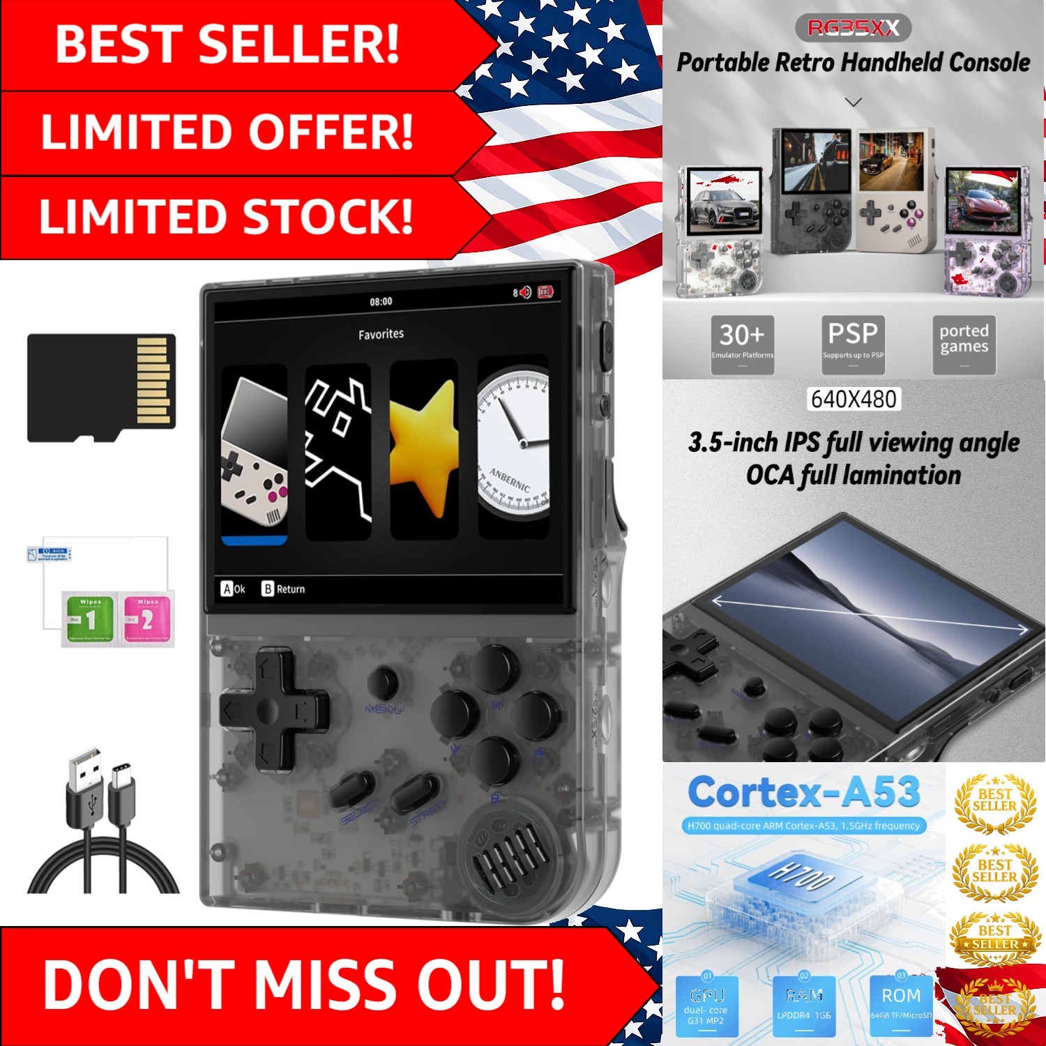 Anbernic RG35XX Retro Console: 3.5-Inch Screen, 5500 Games & Long Battery Life