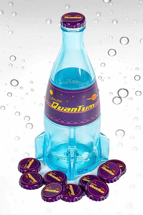 Bethesda Fallout Nuka Cola Quantum Wild & Cherry Glass Bottle + Caps Replica Set