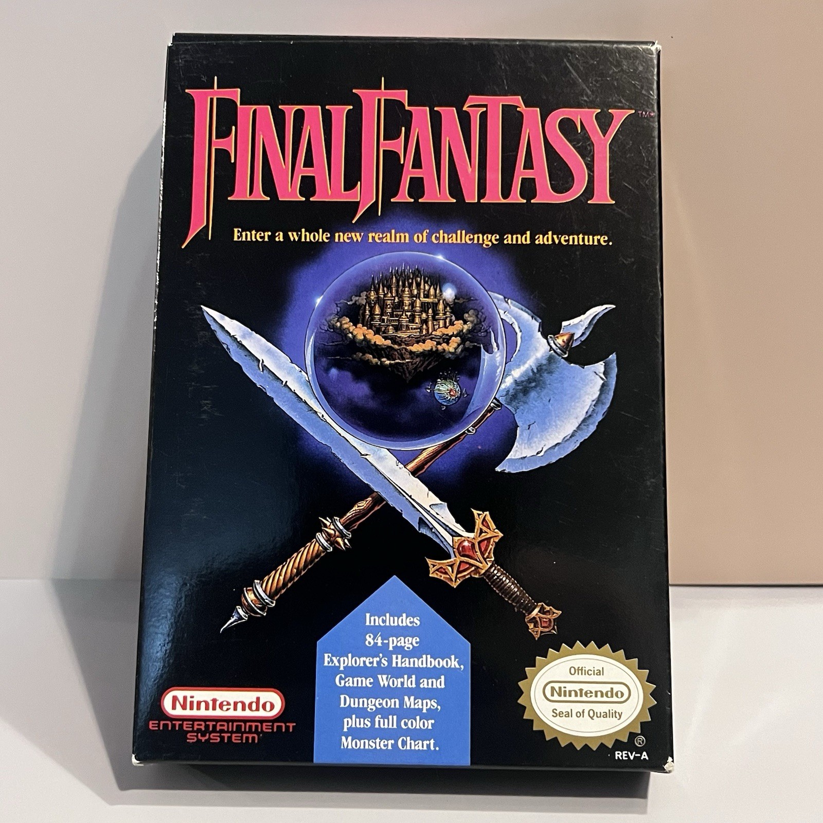 Nintendo Final Fantasy NES Manual World Map Monster Chart Dungeon Map Minty Box