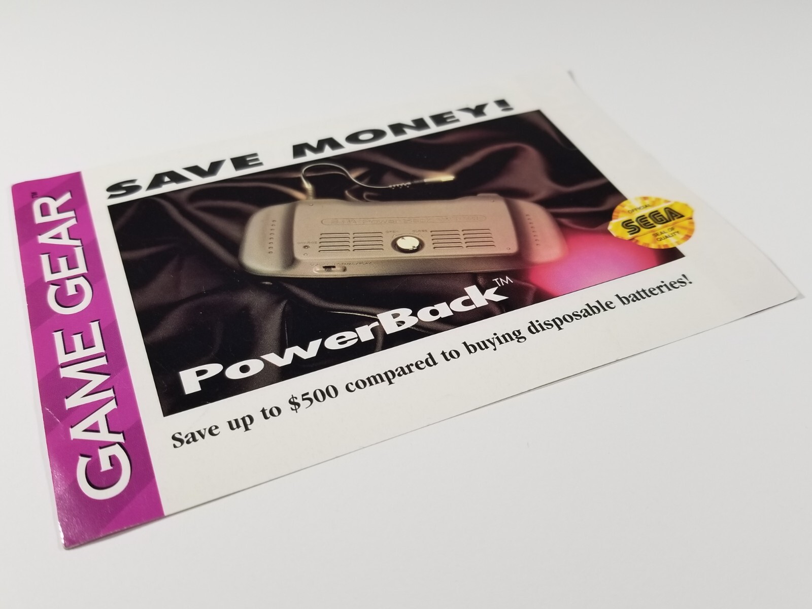 ¤ Sega Game Gear Power Back Magnify! Promo Insert ¤ Super Wide Gear Save Money *