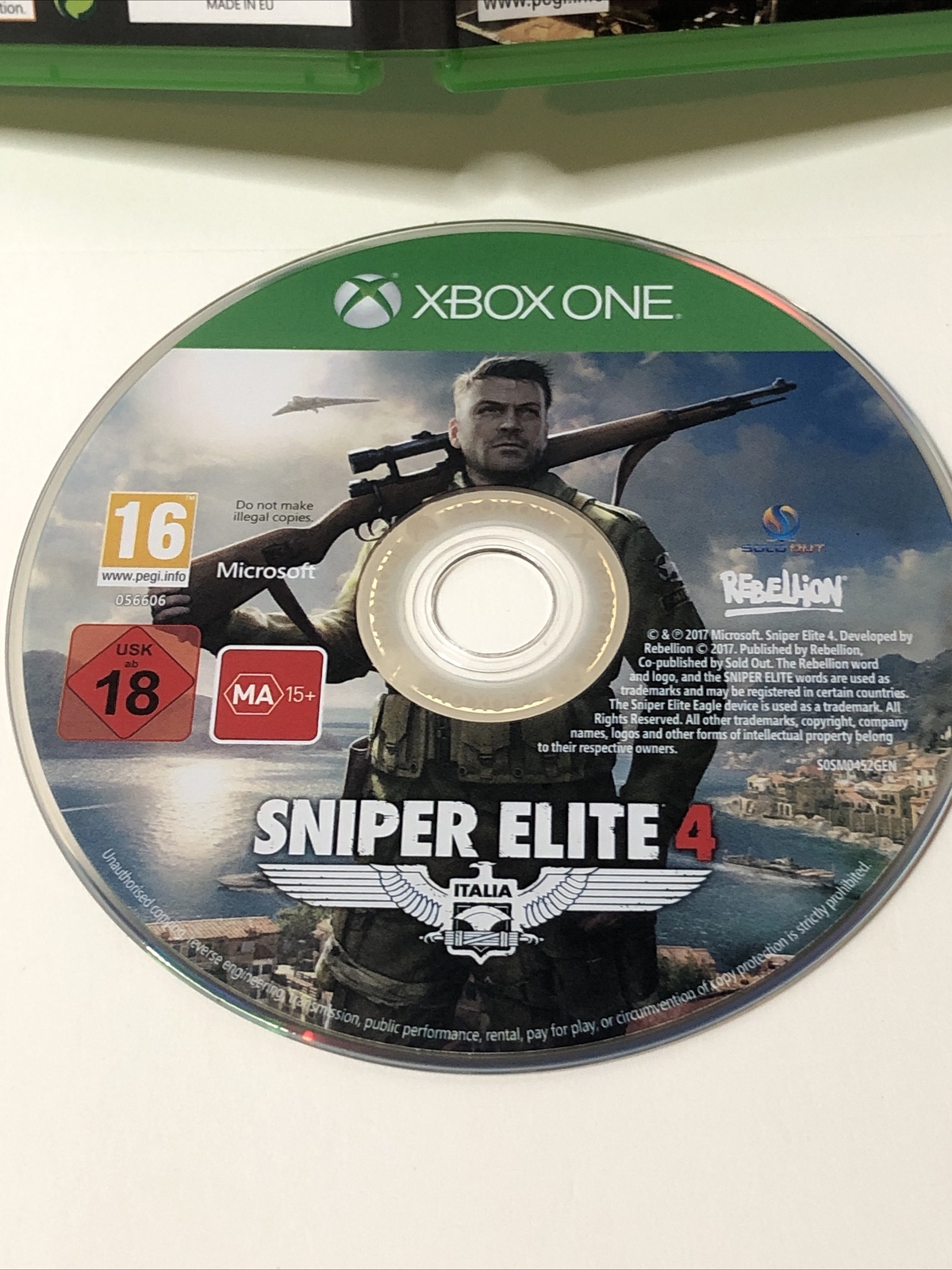 Sniper Elite 4 Italia Microsoft Xbox One 2017 Xbox 1 Authentic tested Working