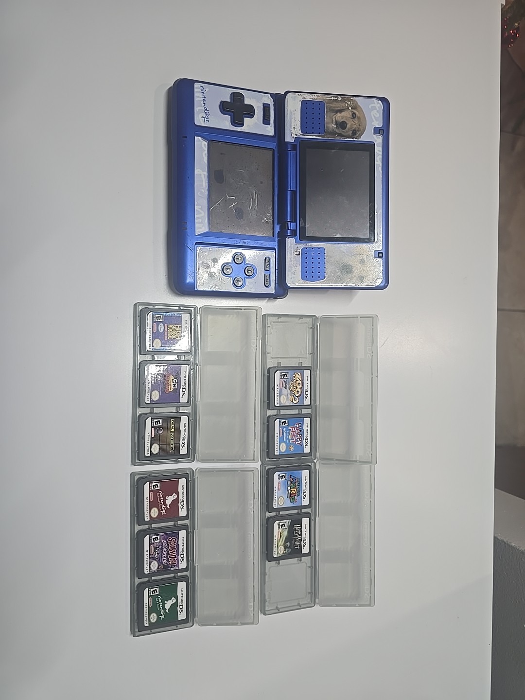 Nintendo NTR001 Nintendo DS Blue Console With 10 Games Tested And Working AS IS
