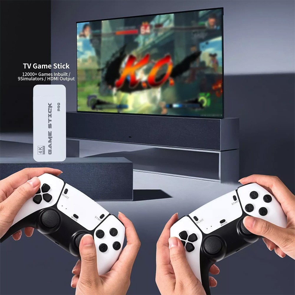 128G HDMI TV Video Game Stick M15 4K Gaming Console Gamepad 2 Pack Controller