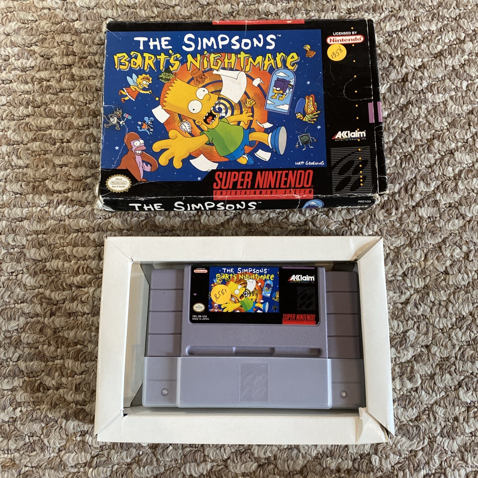 The Simpson’s Bart’s Nightmare Complete In Box CIB Super Nintendo SNES