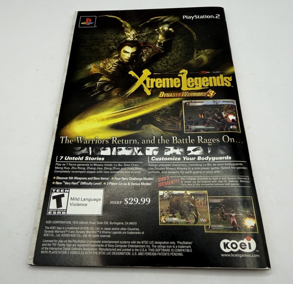 DYNASTY WARRIORS 4 CIB CASE MANUAL DISC W/ REG CARD Playstation 2 PS2 TESTED