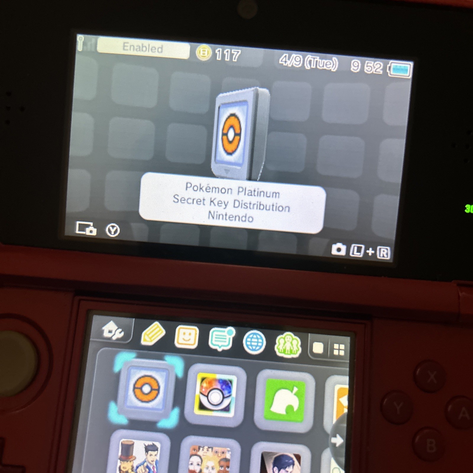 Rare Secret Key Distribution Cart Pokemon Platinum NTR-Y58E-USA