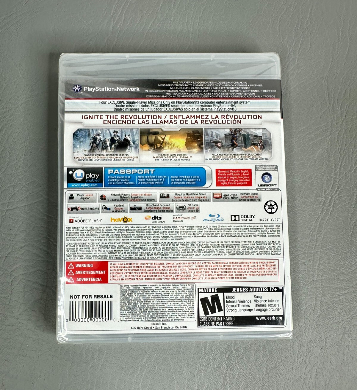 Assassin’s Creed III 3 (Sony PlayStation 3, 2012) PS3 Brand New Not for Resale