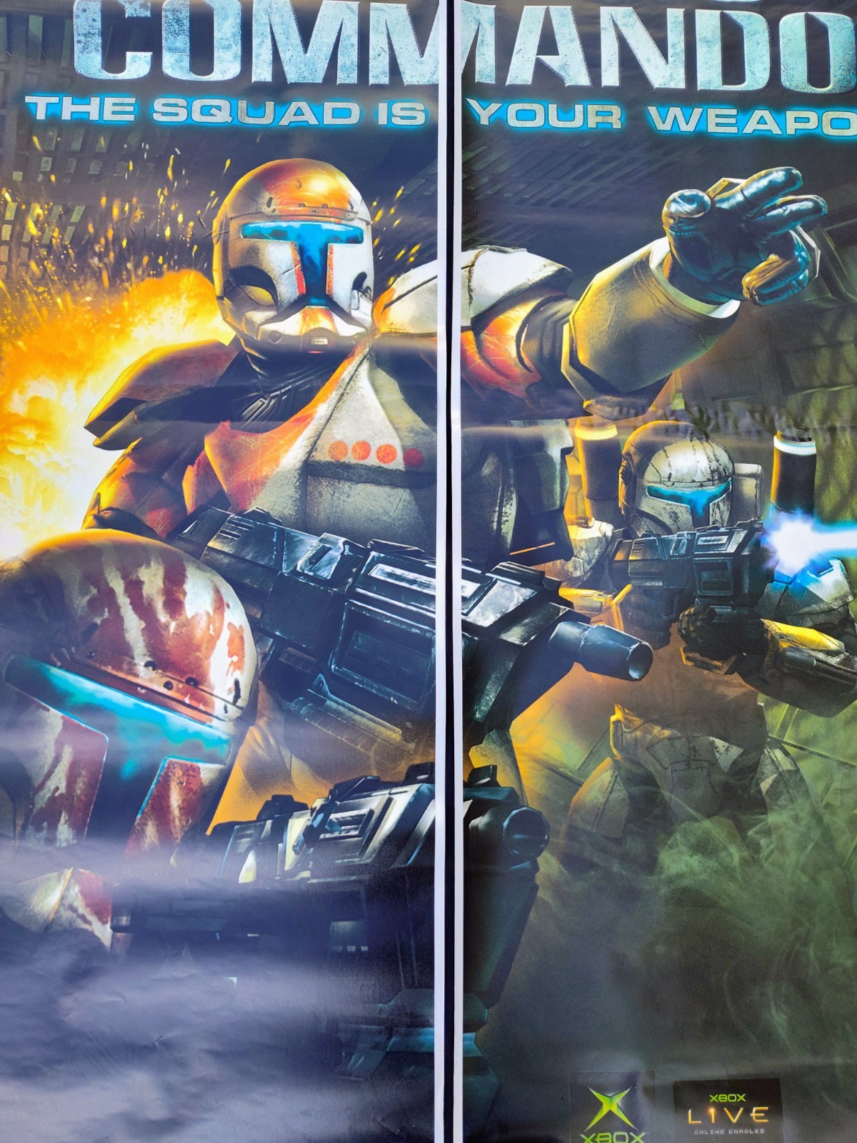 RARE Original Star Wars Republic Commando 2-Piece Vinyl Banner Xbox Promo 4x5ft