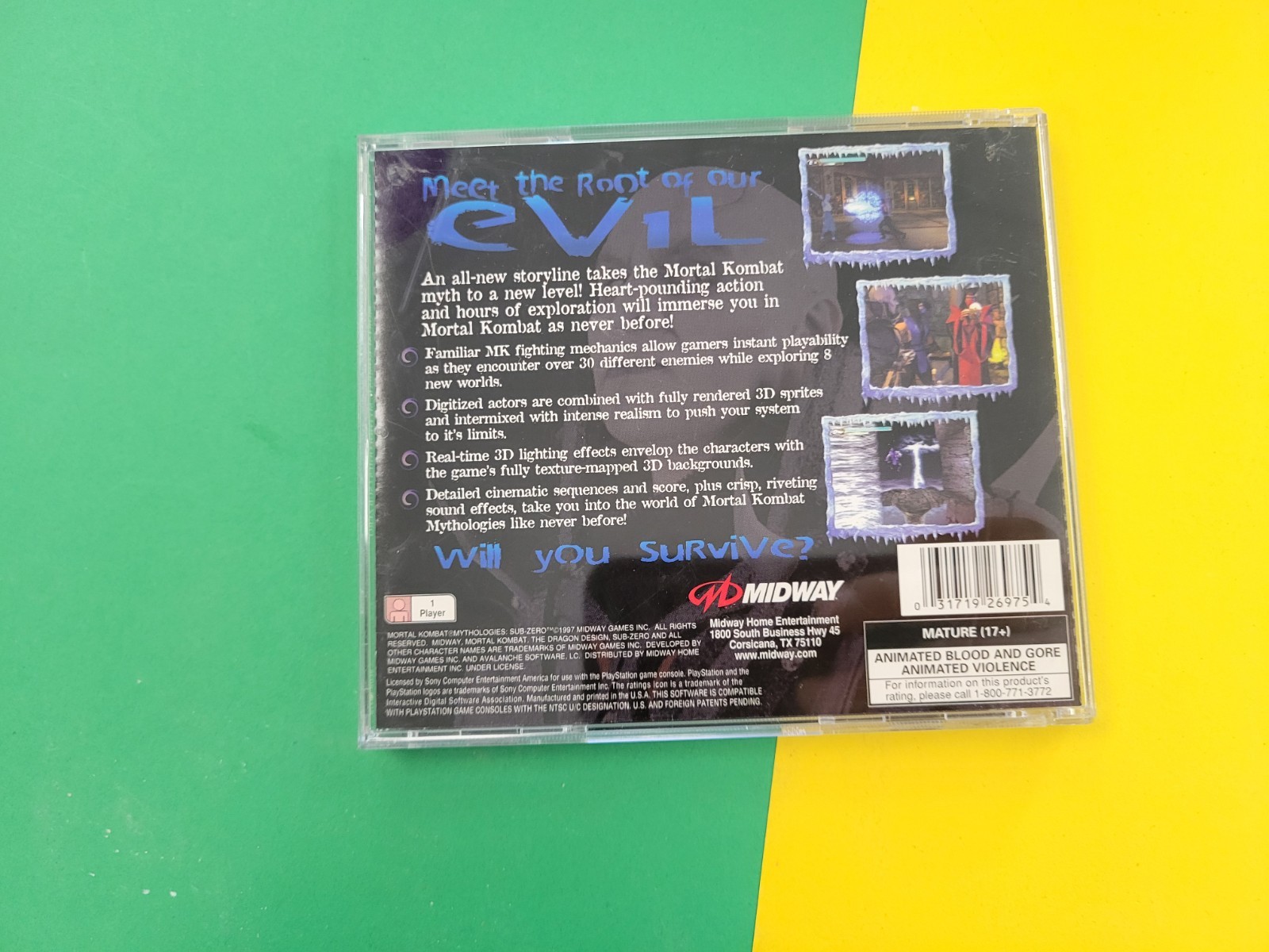Mortal Kombat Mythologies: Sub Zero (Sony PlayStation 1, 1997) Case And Art Only