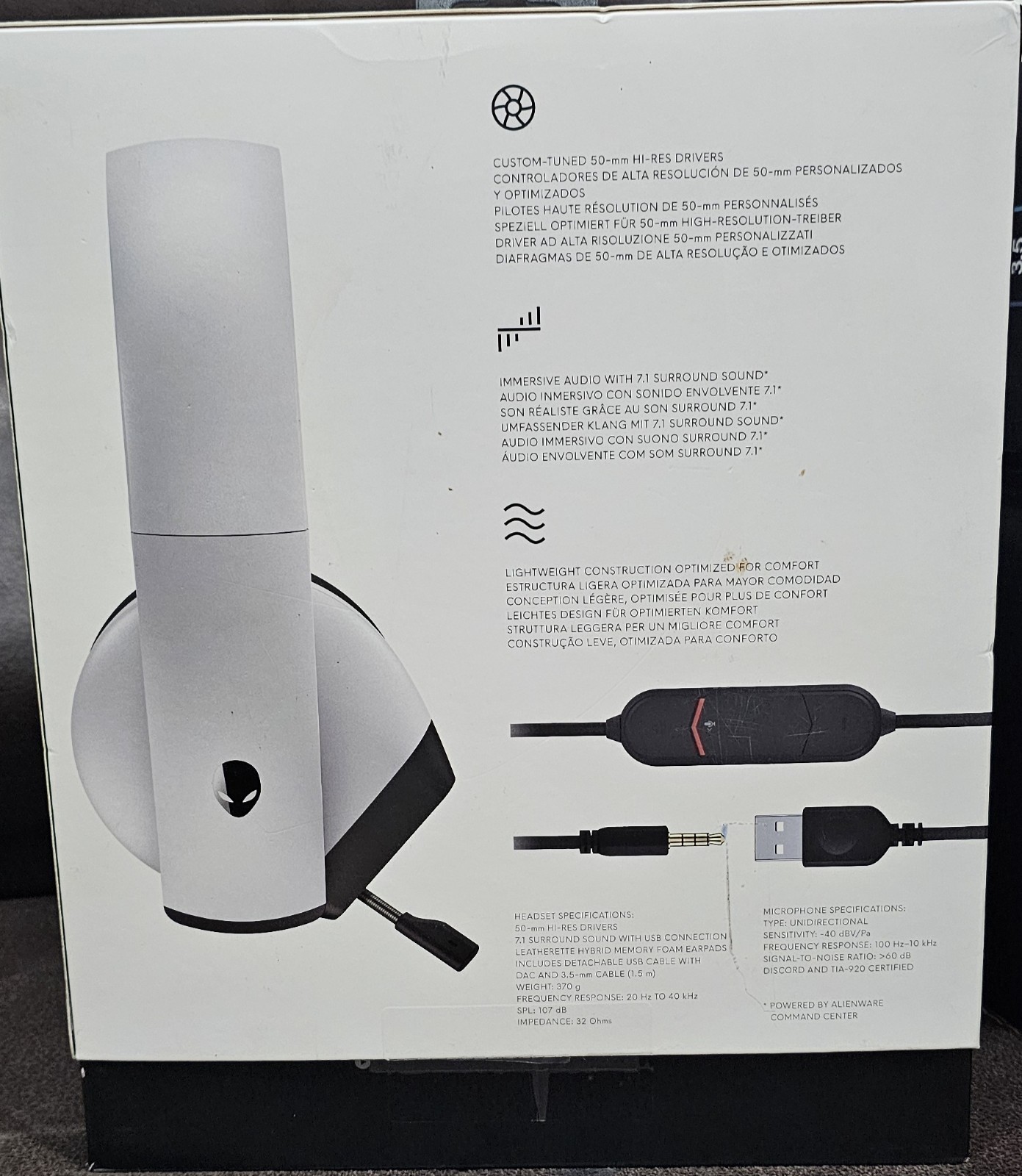 Alienware Ear-Cup (Over the Ear) 7.1 PC Gaming Headset Gray – AW510H
