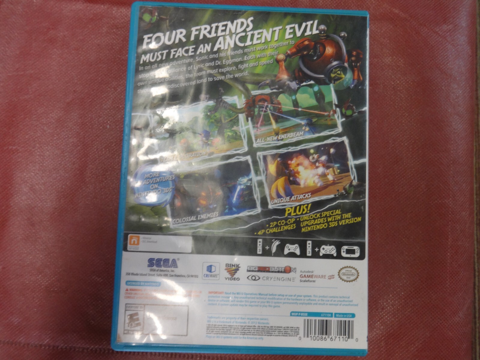 Sonic Boom Rise of Lyric Nintendo Wii U 2014 Game Complete W/ Manual Tested CIB