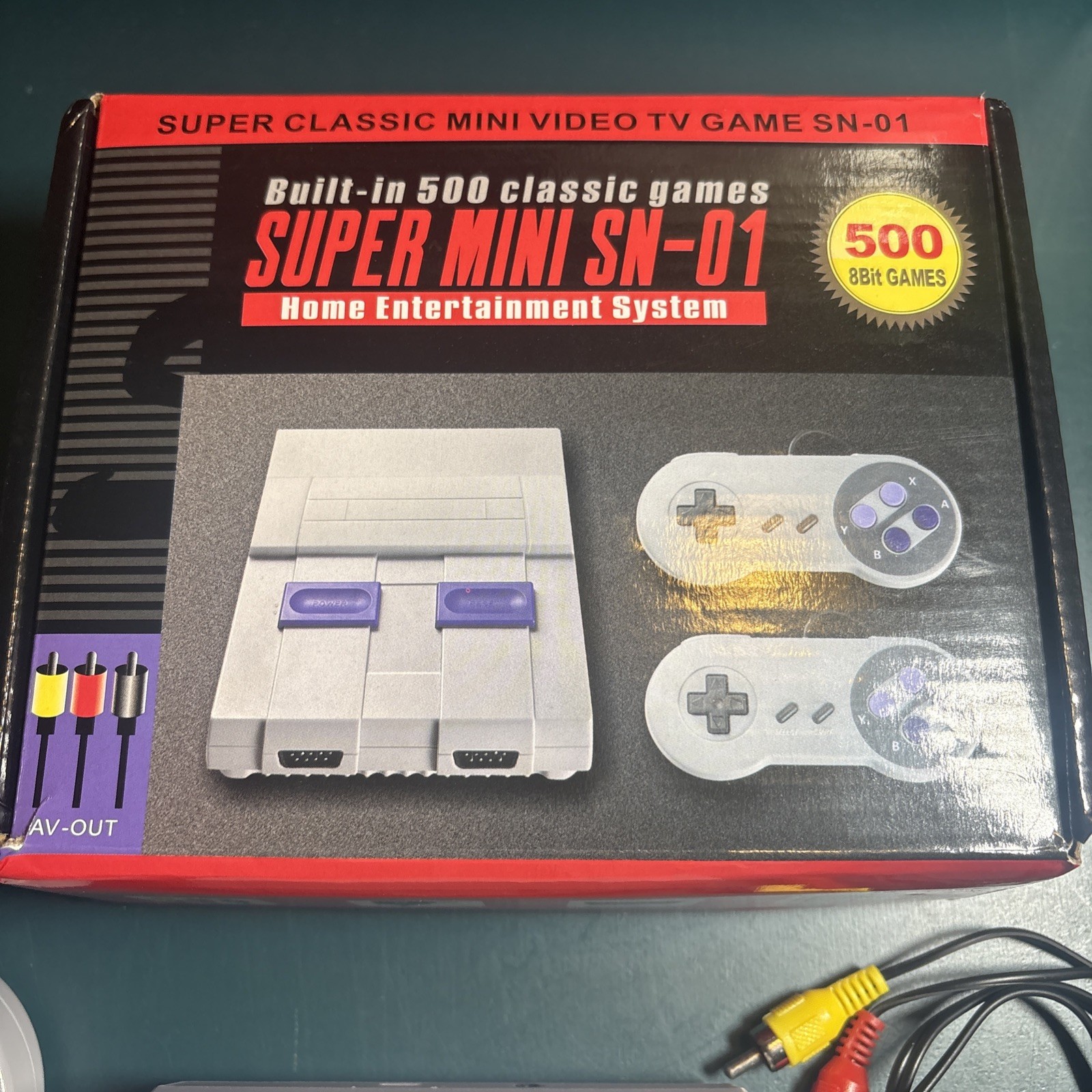Super Mini SN-01 SNES Console, Built-In 500 Games, 2 Controllers, AV-Out