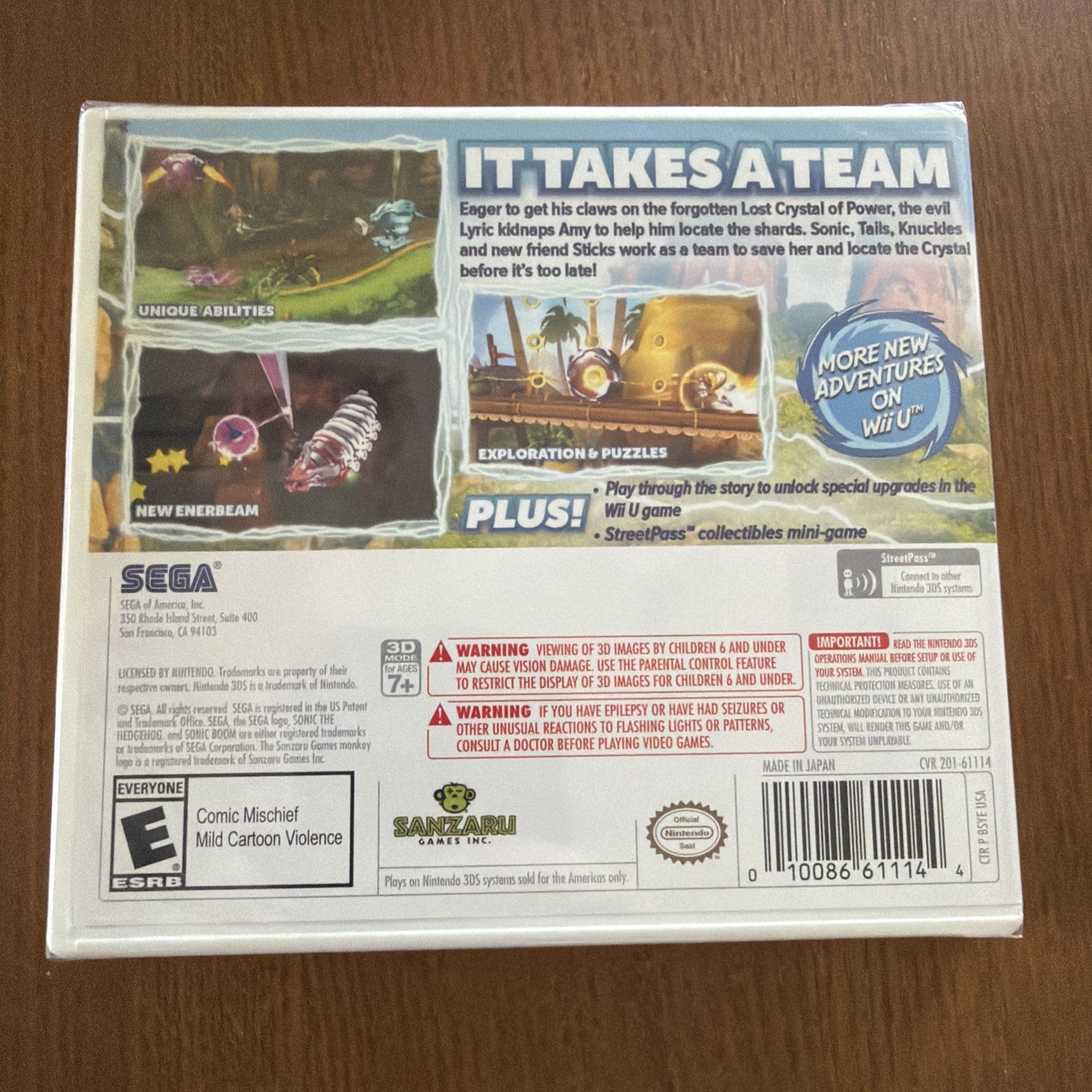 SONIC BOOM SHATTERED CRYSTAL FOR NINTENDO 3DS, FACTORY SEALED