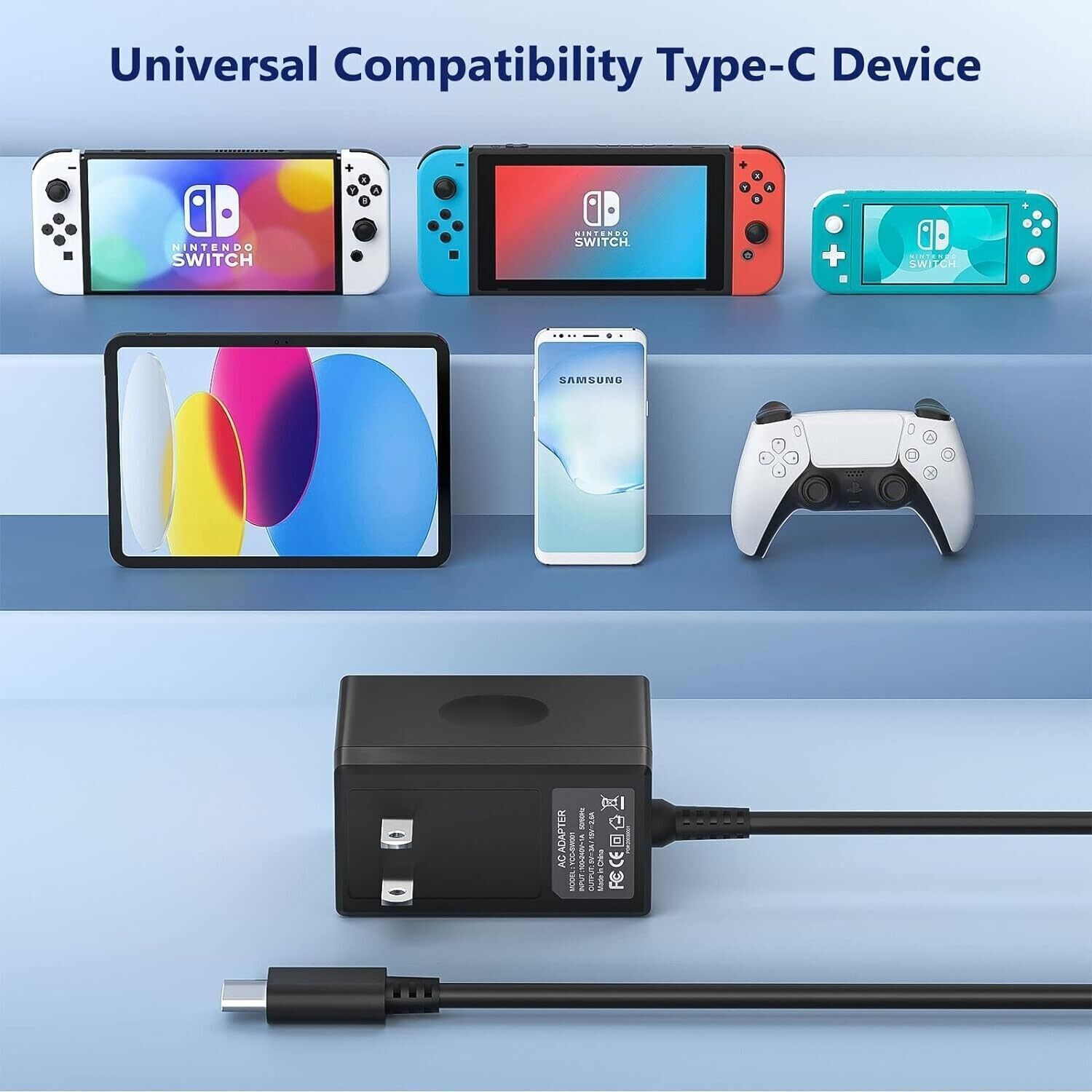 For Nintendo Switch AC Power Supply Adapter Wall Travel Charger Cable 5V 2.6A