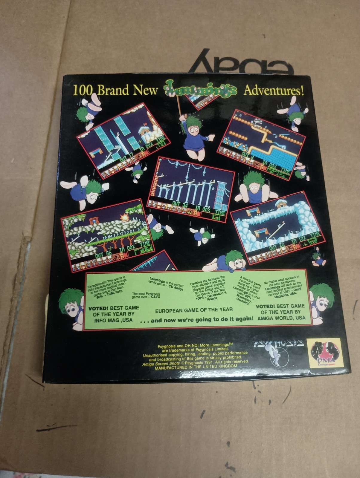 Oh No More Lemmings IBM PC Amstrad Tandy Big Box 1991 Game w/ Manual