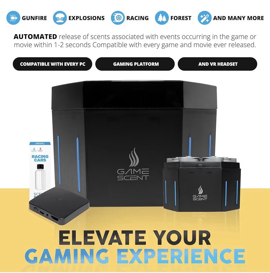 GameScent AI Scent Atomizer For All Video Game Consoles w/ 6 Scents, New