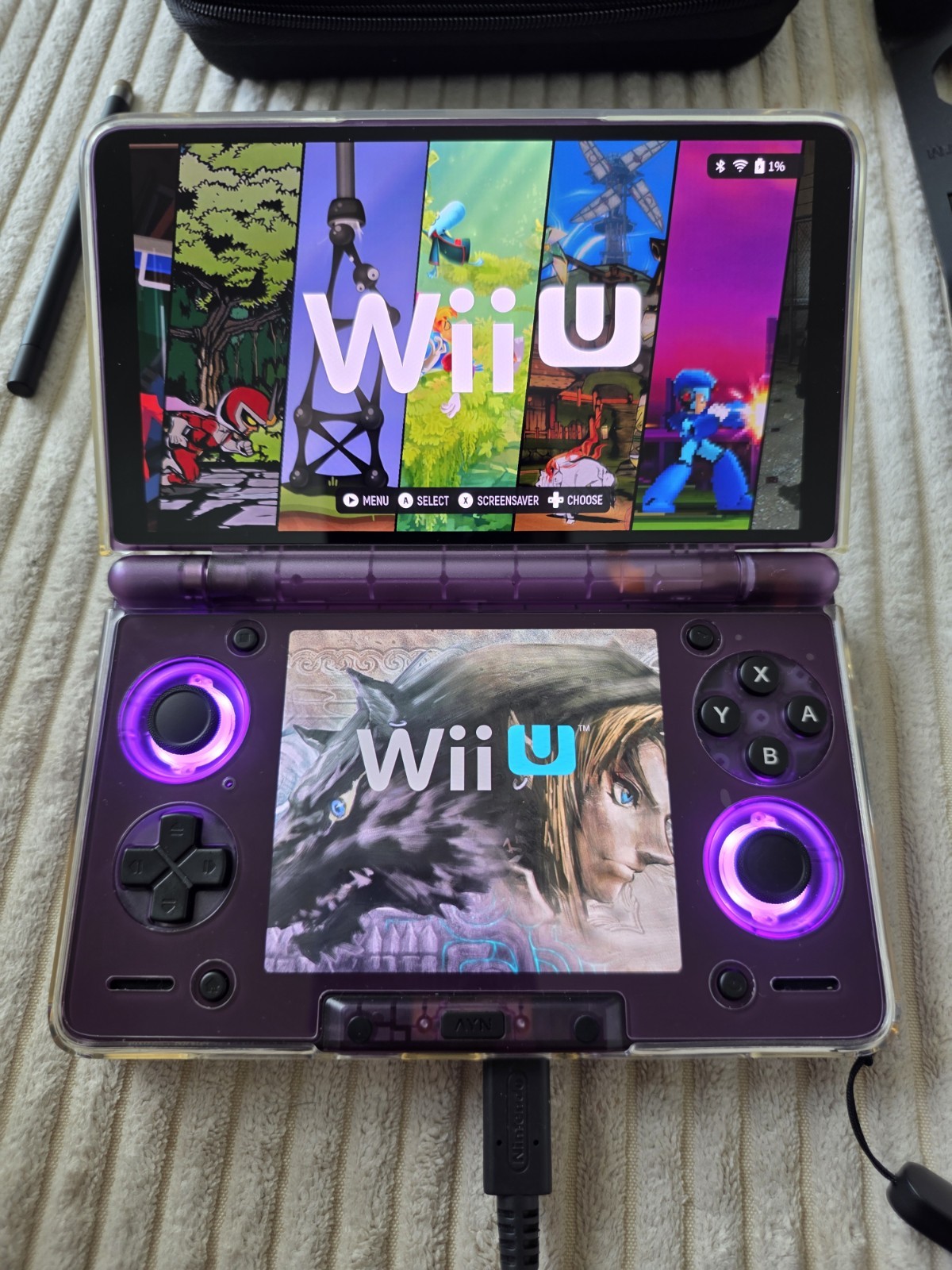 Ayn Thor Purple Max 1TB PLUS 1 TB SD CARD With Games Installed ES-DE Frontend