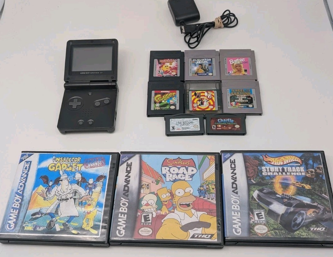 Nintendo Game Boy Advance SP Onyx Black Bundle Lot 11 Games Tested Authentic