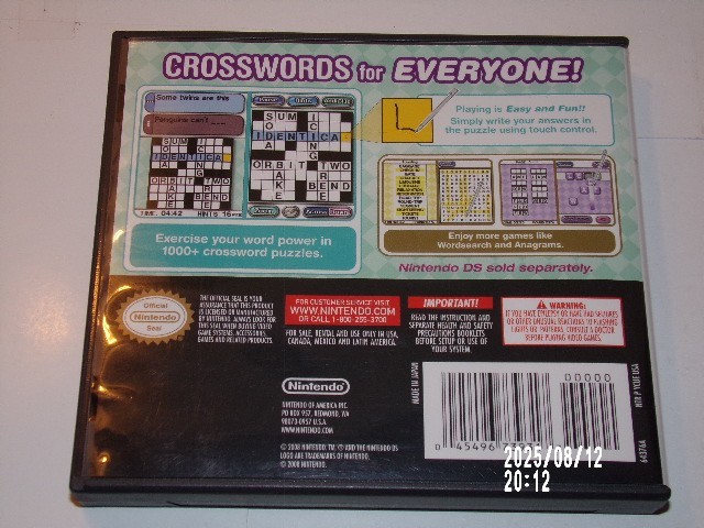 Crosswords DS (Nintendo DS) Case ONLY / No GAME / Authentic USA Version