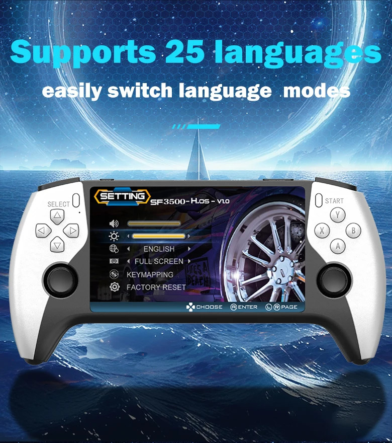 SF3500 Handheld Game Console 5 Inch IPS Screen with Wireless Controller Support