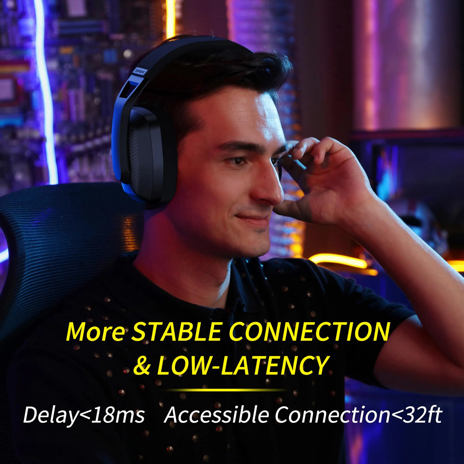 BINNUNE BW06 Wireless Gaming Headset 2.4GHz + Bluetooth PS5 PS4 PC Mac 48hr
