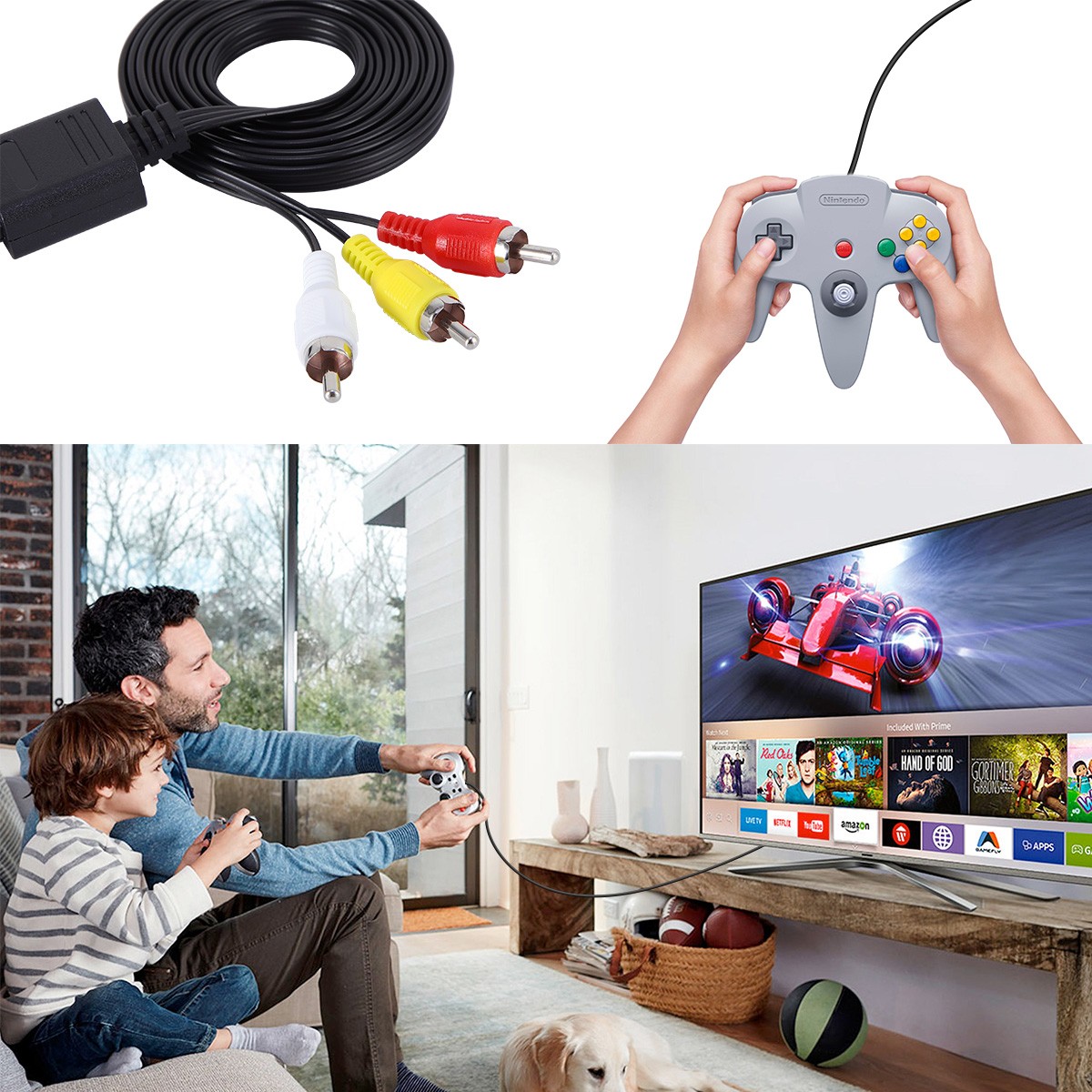 6FT RAC AV TV Audio Video Cable Cord For Super Nintendo SNES N64 Game Cube LOT