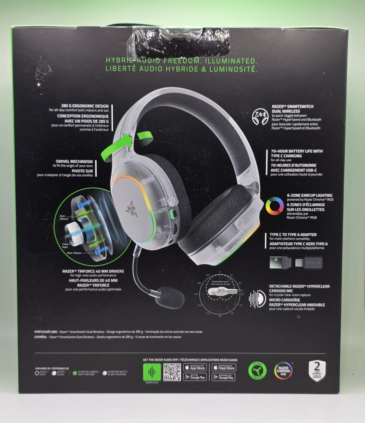 Razer Barracuda X Chroma Wireless Over-the-Ear Gaming Headset, Phantom White