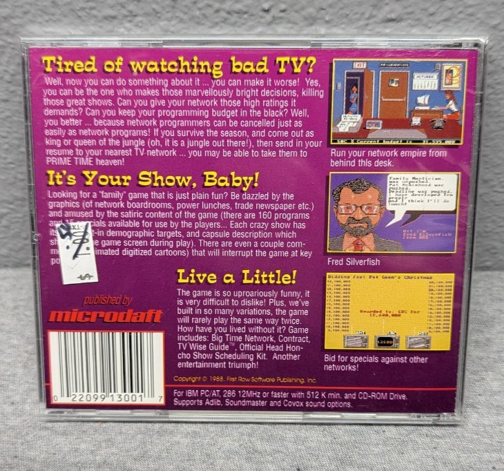 TV Mogul – Be a Network Bigshot! – IBM PC Game 1988 – Microdaft – Sealed