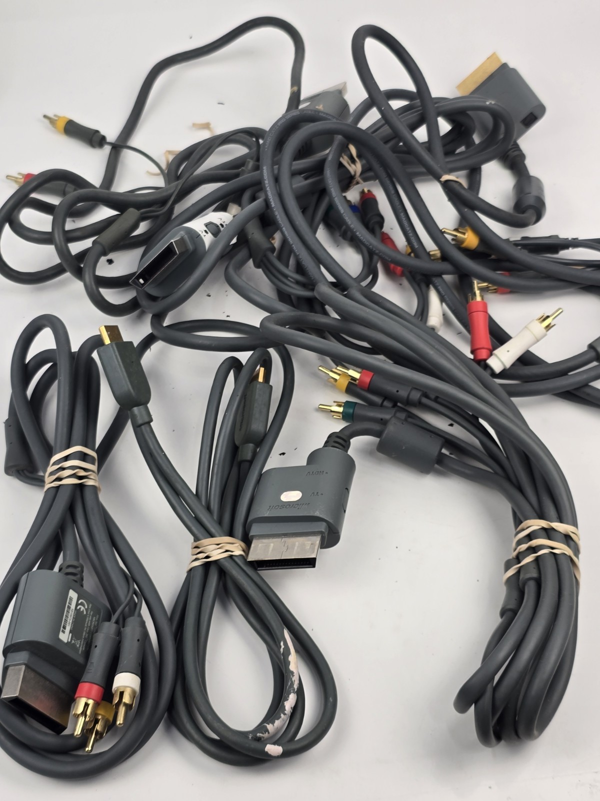 Lot of OEM Microsoft Xbox 360 Component HD AV Cables RCA Video Audio Cords
