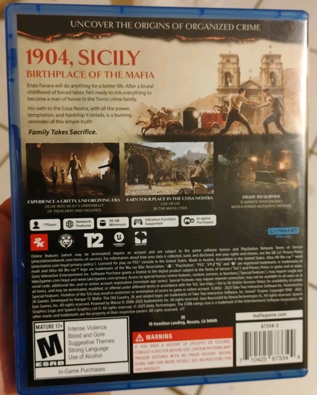 Mafia: The Old Country PS5 2025 Action & Adventure Game by 2K Ultra HD Mature