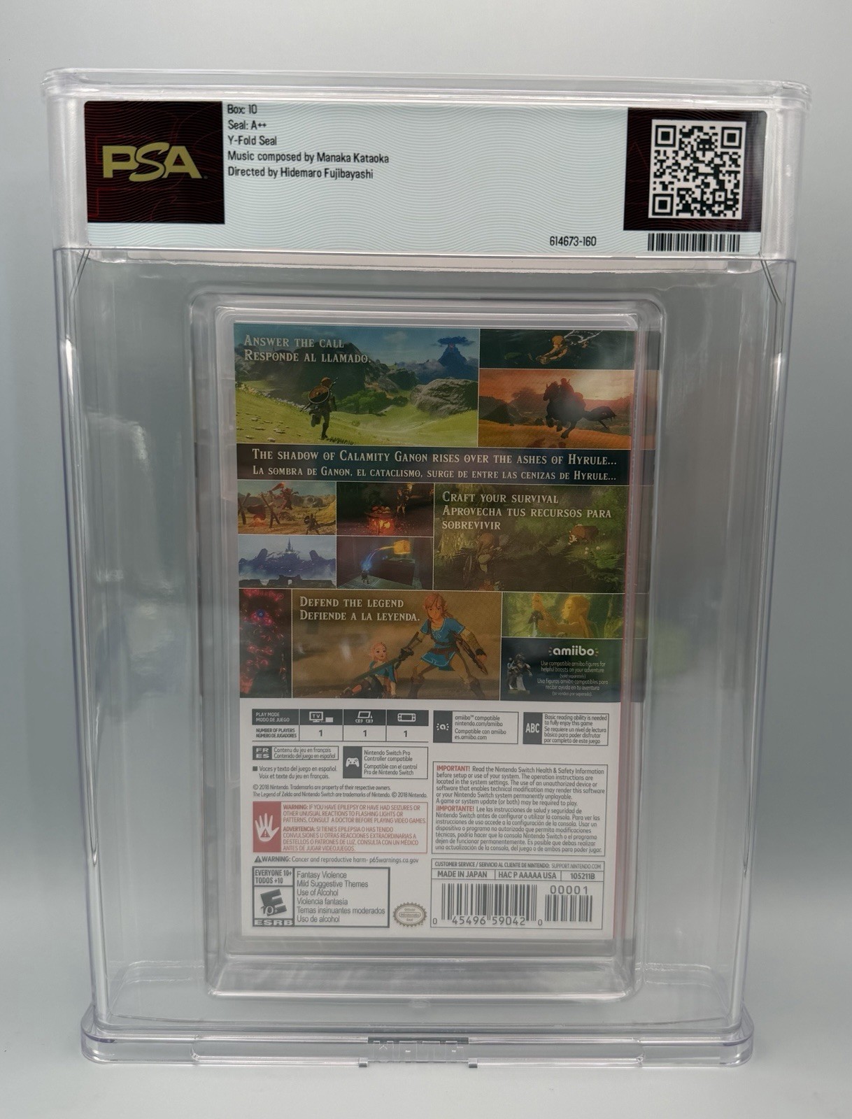 PSA 10 GEM MINT Legend of Zelda Breath of the Wild Sealed Nintendo Switch A++