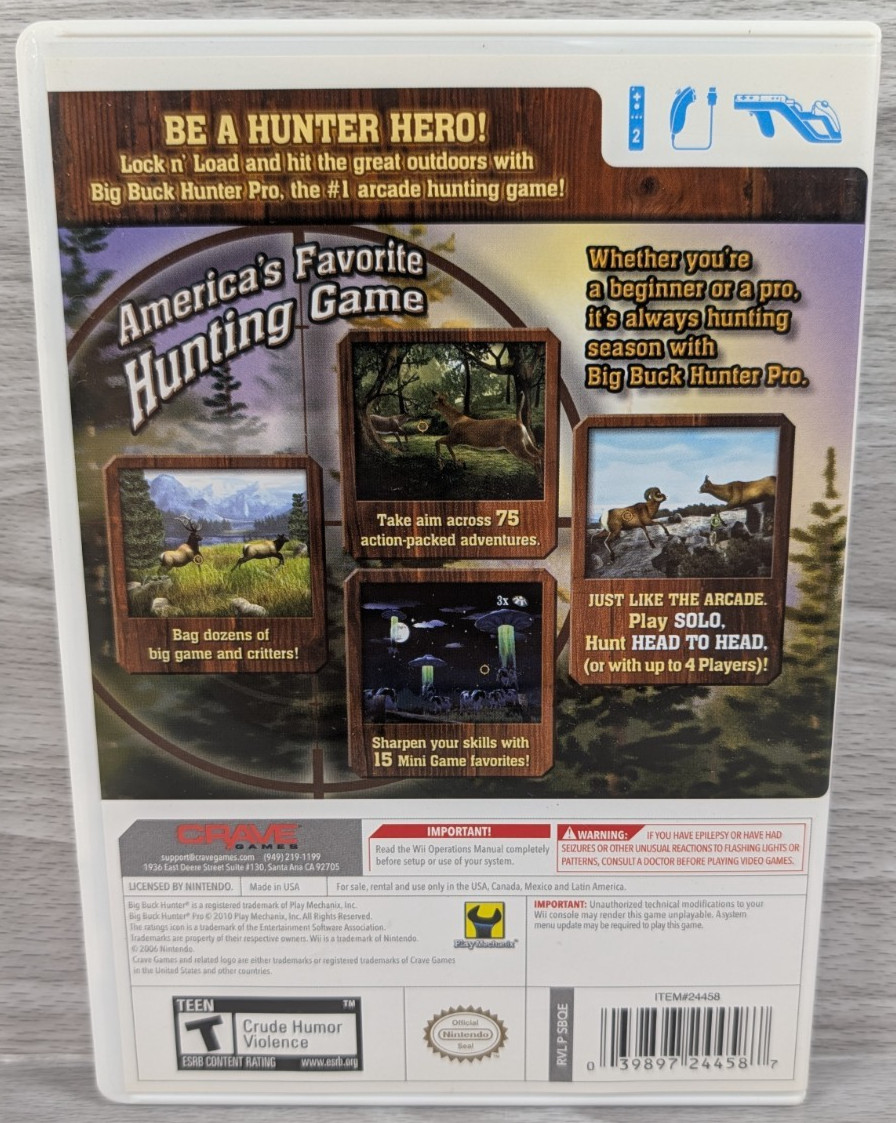 Big Buck Hunter Pro (Nintendo Wii, 2010) CIB, Complete, Tested & Works