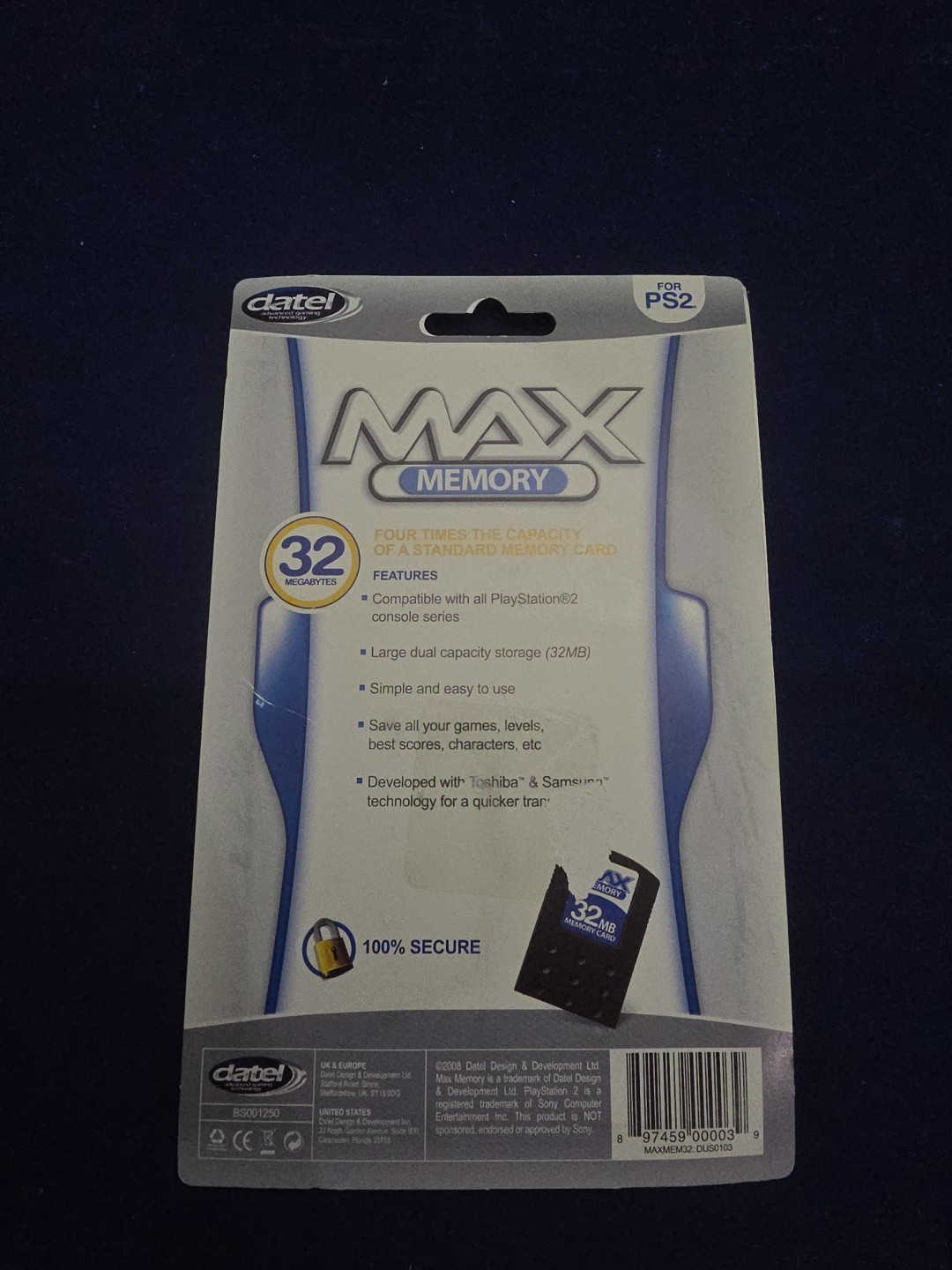 Max Memory 32 MB 32MB for Playstation 2 PS2 Memory Card Black