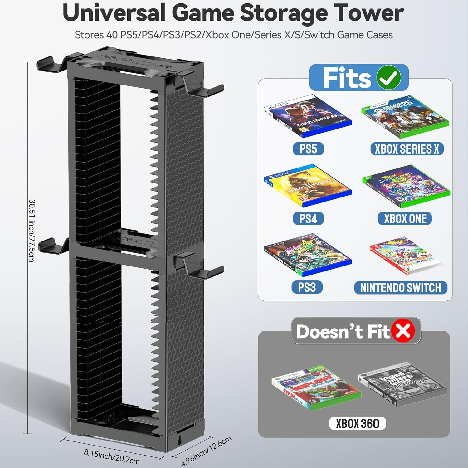 2-Tier Game Organizer Shelf Stand for Wall Mount and Desk Display Storage