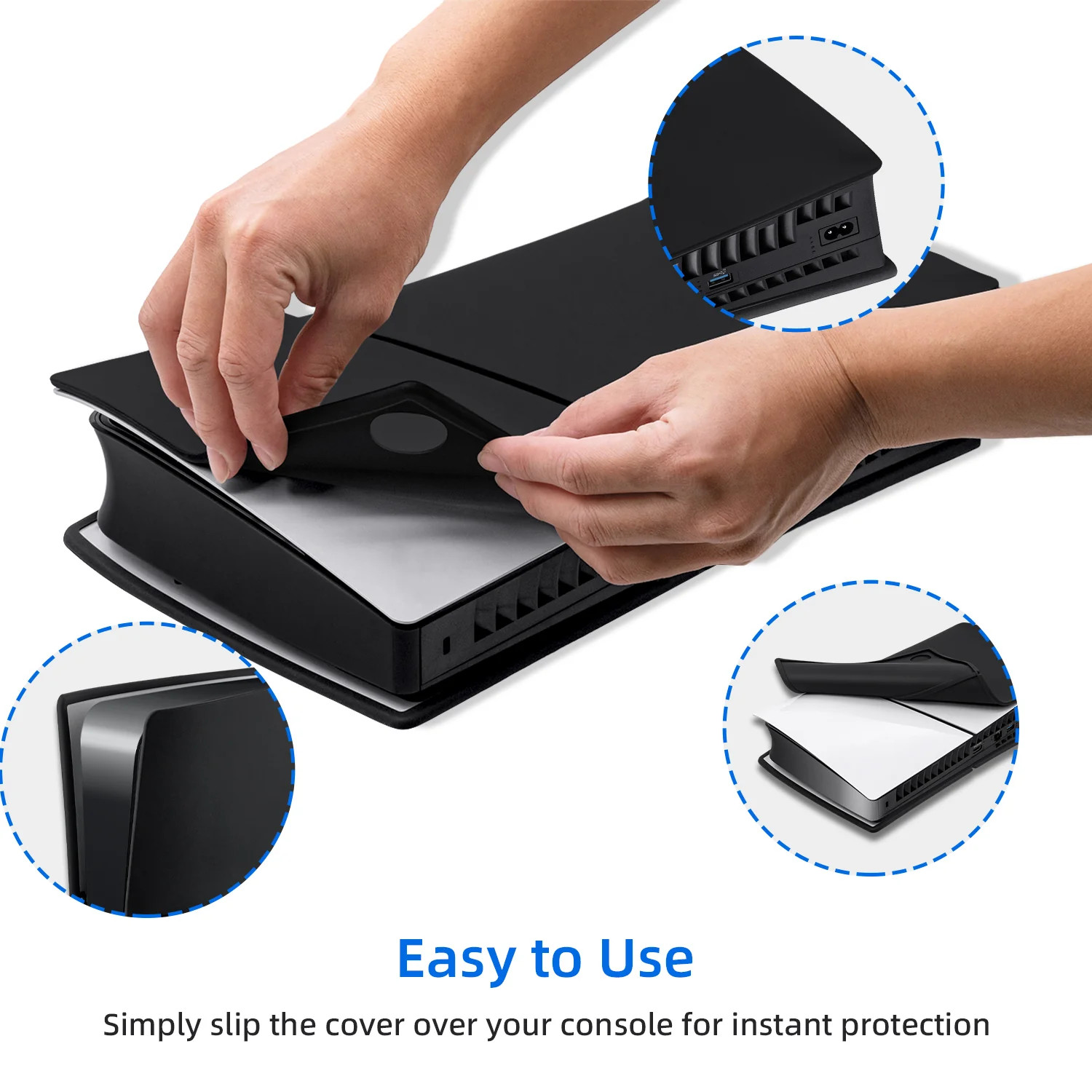 Dustproof Silicone Protective Case Cover for PS5 Slim Digital Edition-Black