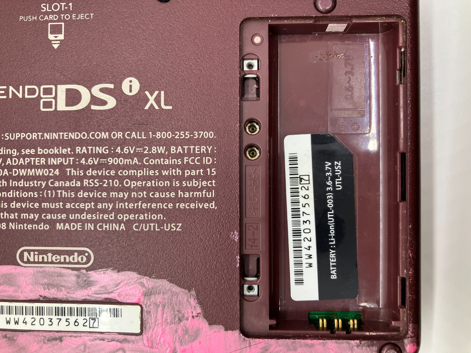 Nintendo DSi XL Burgundy Console + Animal Boxing Game – Untested