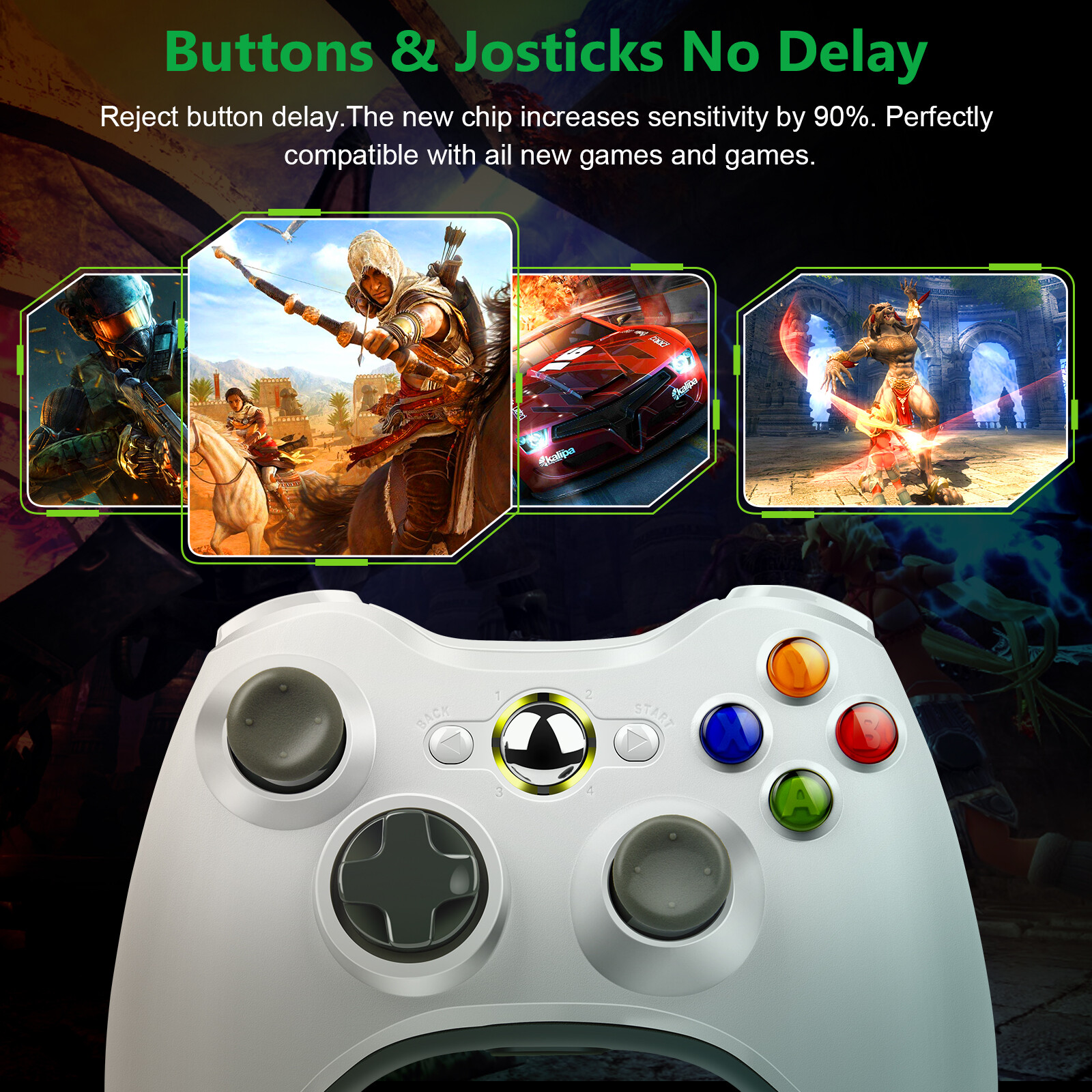 Wireless Controller USB For PC for Xbox 360 Console / Windows 7 8 10 11 Gamepad