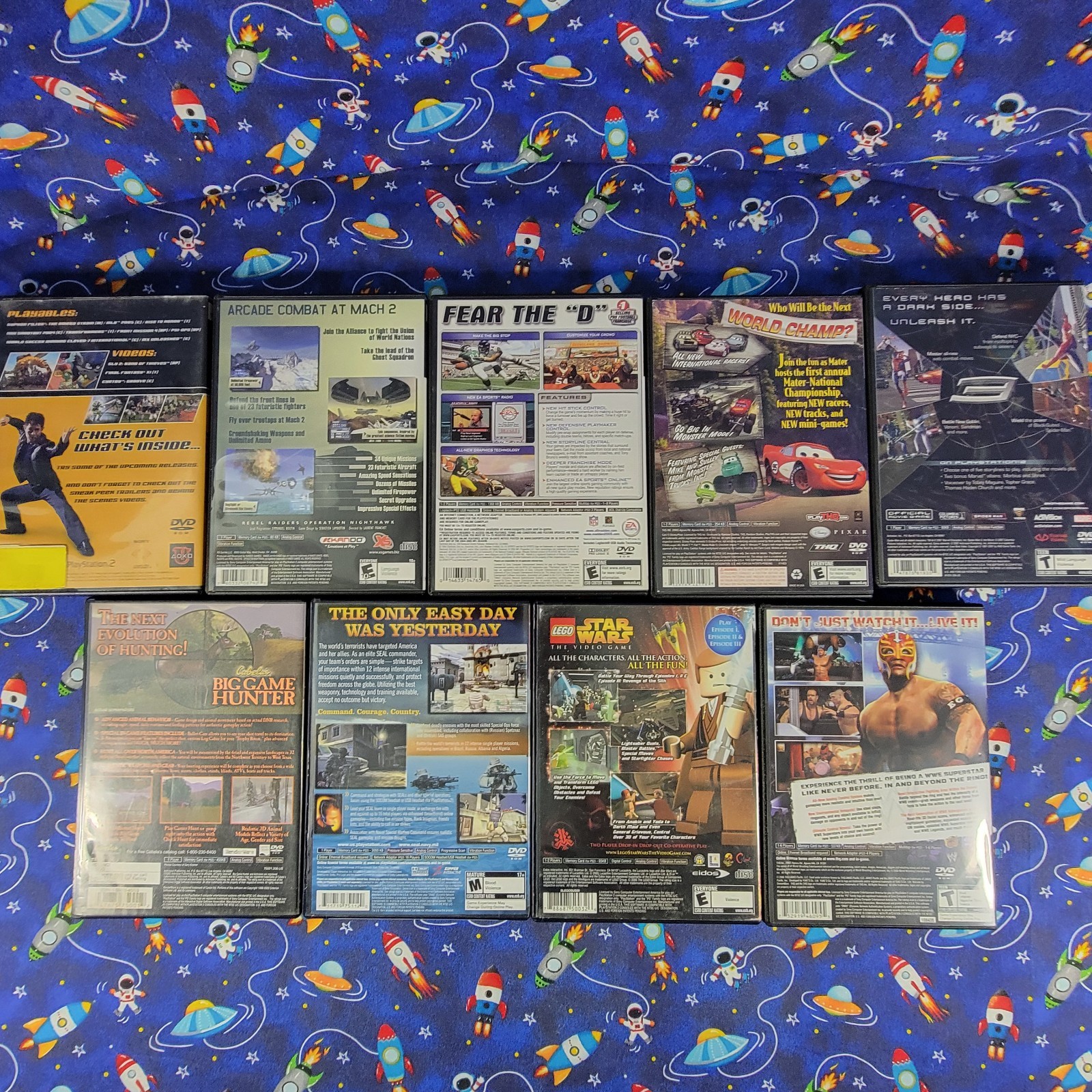 PS2 Games Lot of 9 Spider-Man 3 SmackDown vs Raw 2007 LEGO Star Wars Cars