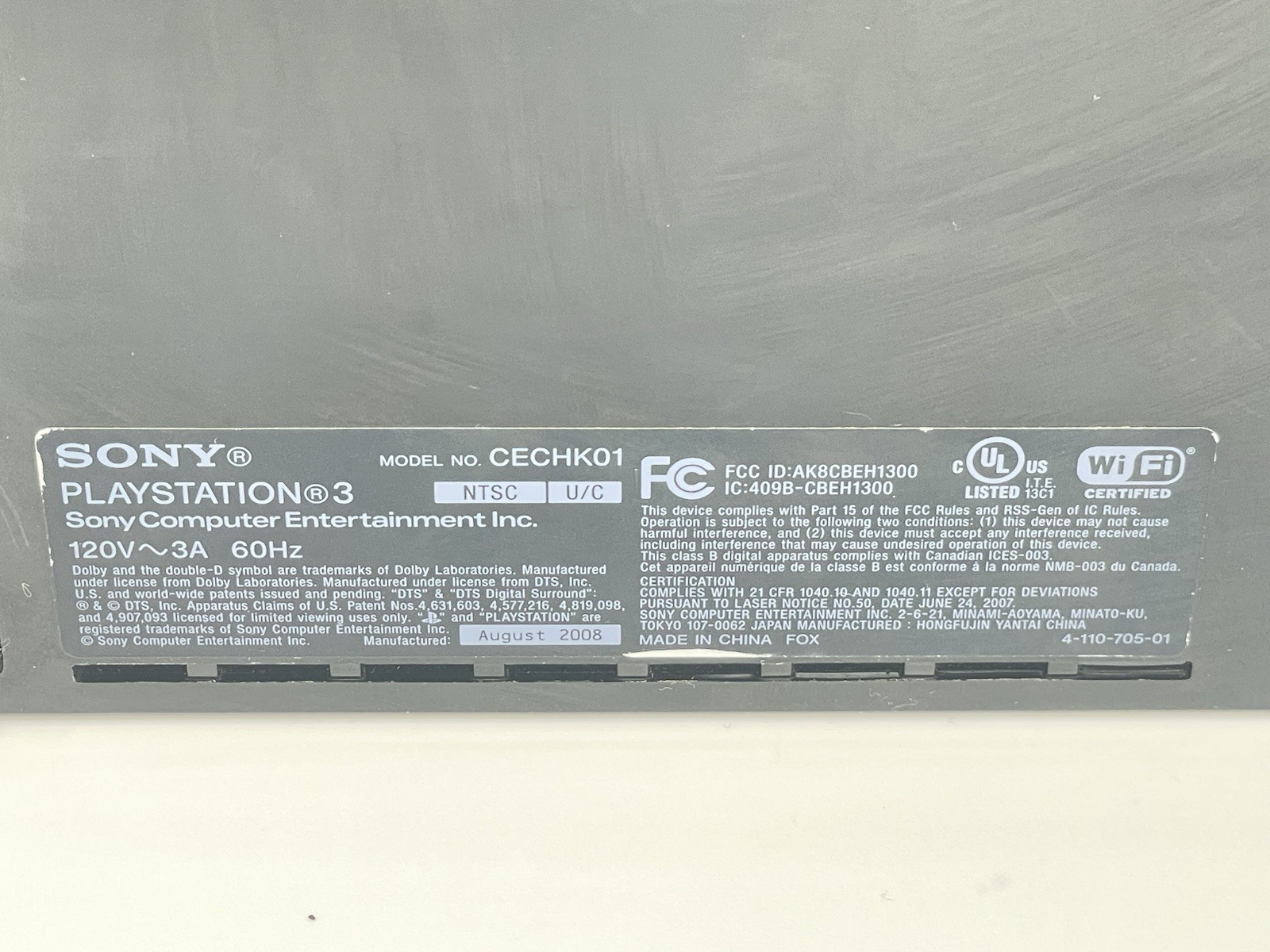 Sony PlayStation 3 PS3 Fat 80GB CECHK01 Console Tested w/ Controller /Cord
