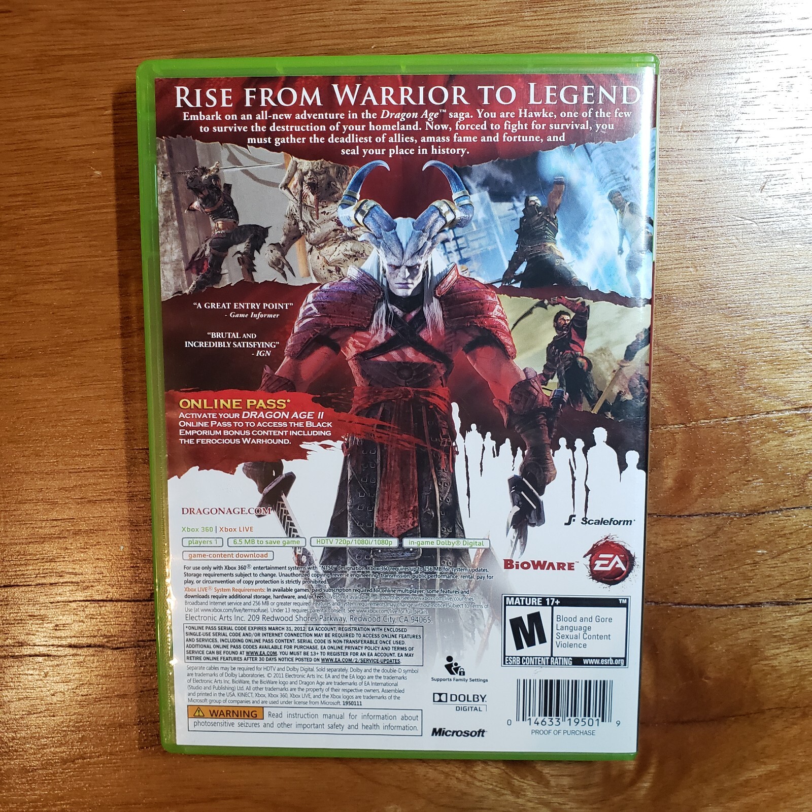 Dragon Age II, 2011, Xbox 360 – CIB Complete in Box