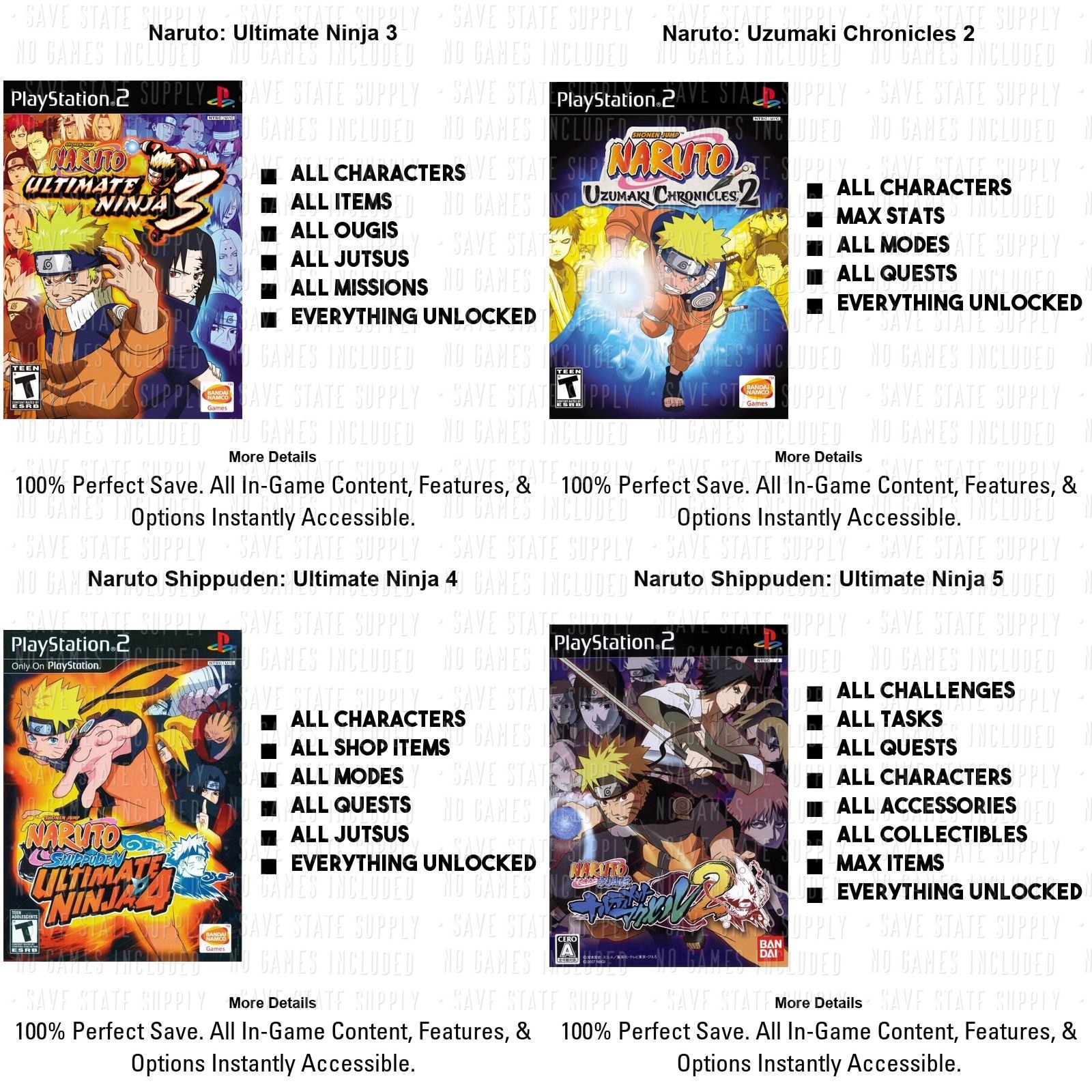 NARUTO 1 2 3 4 5 PS2 | MEMORY CARD SAVES | Ultimate Ninja Uzumaki Chronicles