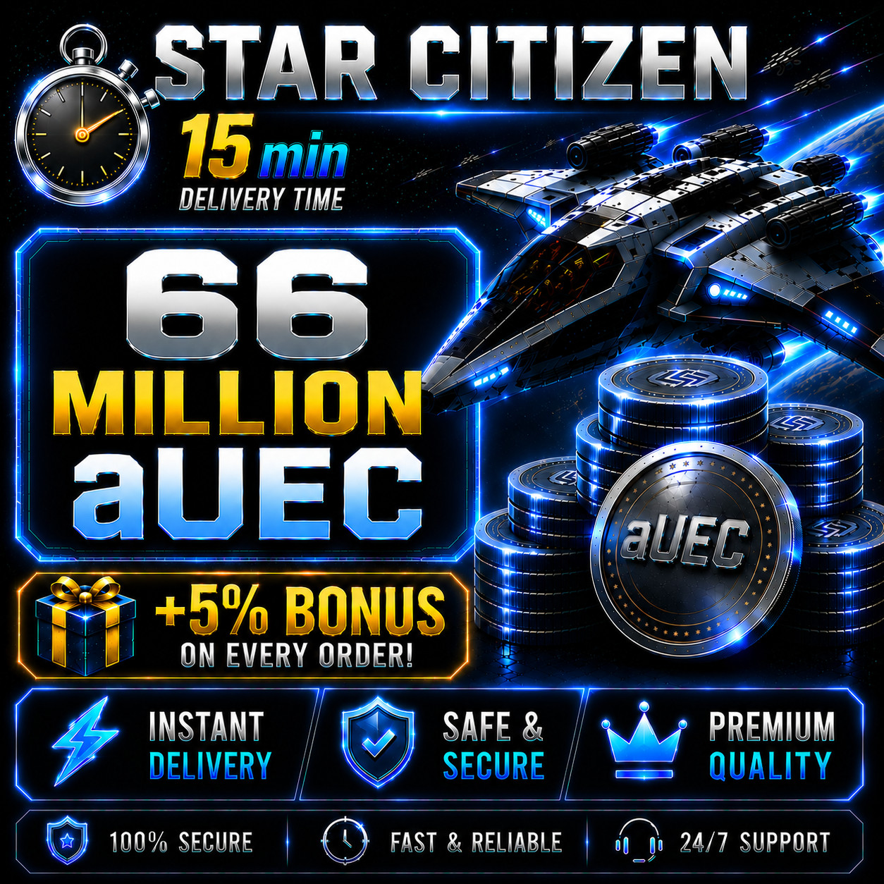 Star Citizen aUEC 66,000,000 🎁+5% Bonus🎁 Alpha UEC 4.8.2 Live Preview
