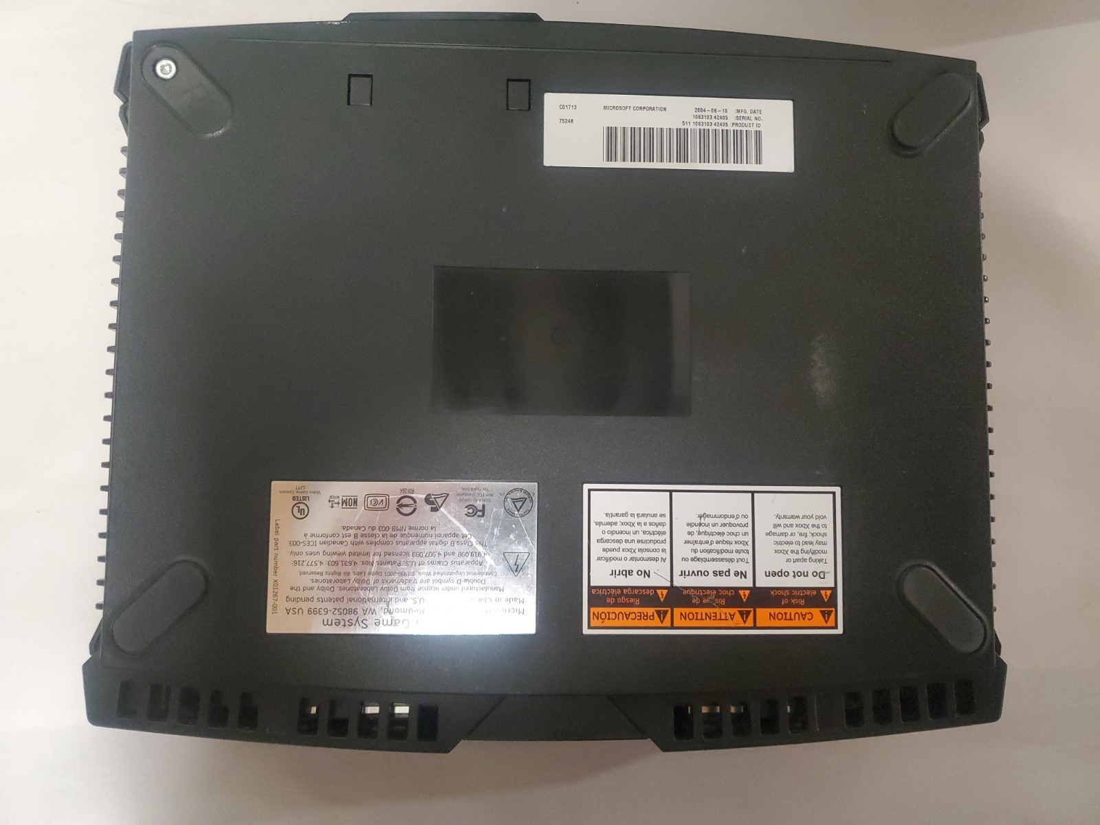 2 Microsoft Original Xbox Console, Tested For Power Only, For Parts Or Repair