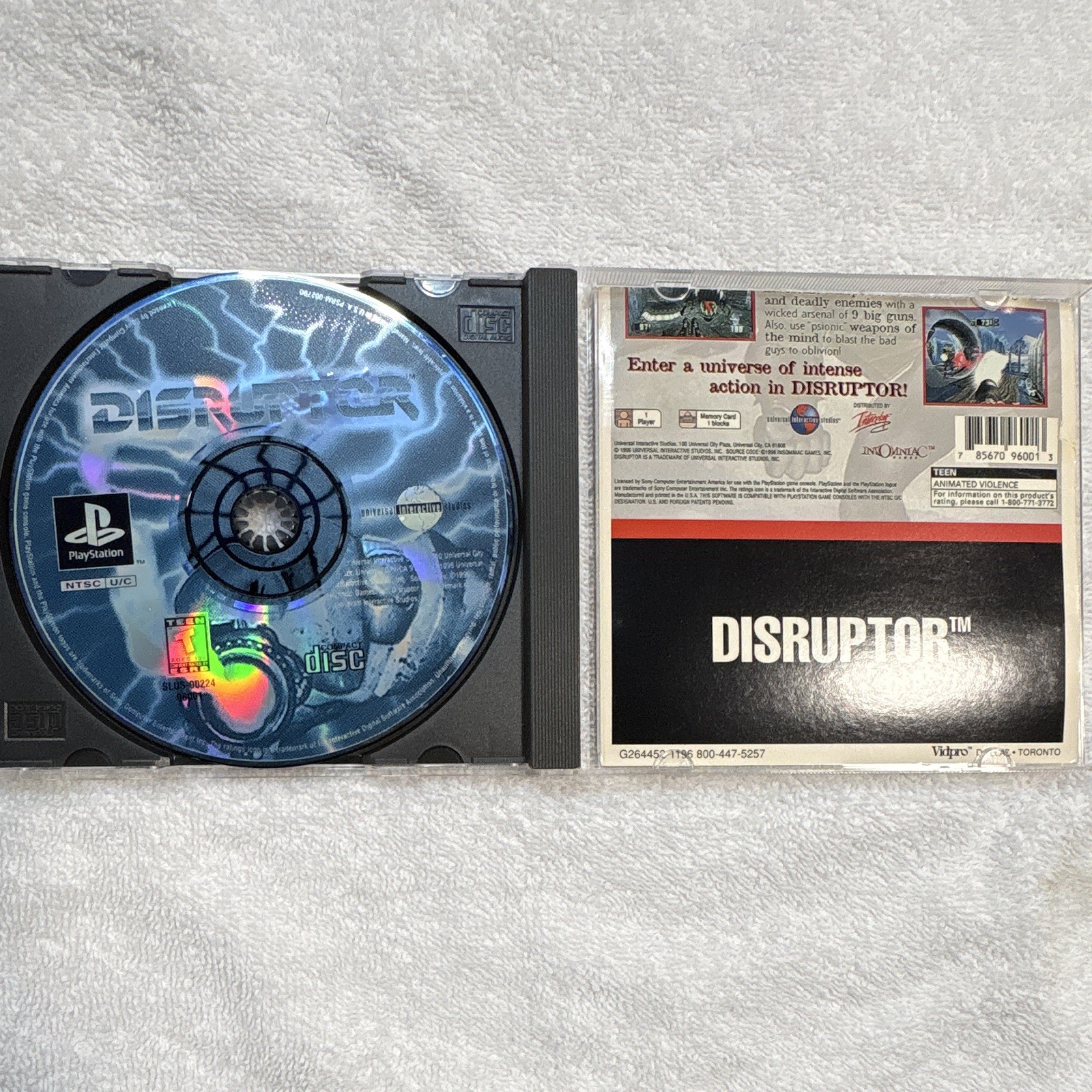 Disruptor Sony PS1 Universal Interactive 1996. Manual included, tested + working