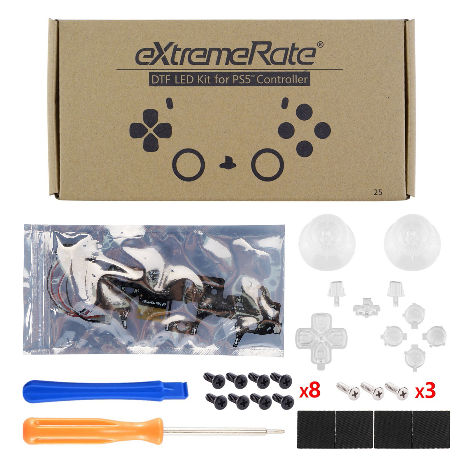 7 Colors 9 Modes Luminated Button Kit Lighted LED For PS5 Controller BDM-010 020