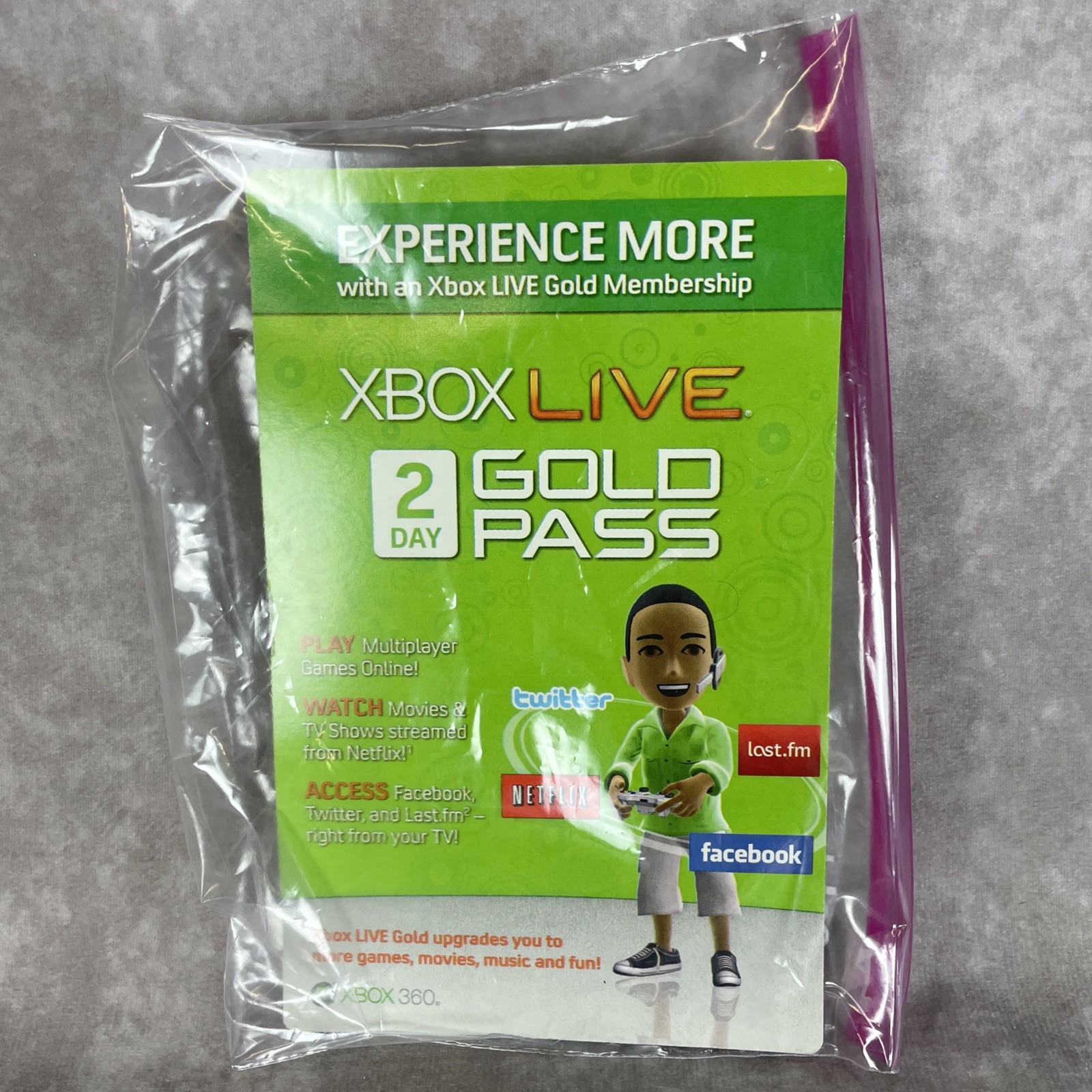Microsoft Xbox Live Gold Pass 2 Day Trial for Xbox 360 Collectible Promo Insert