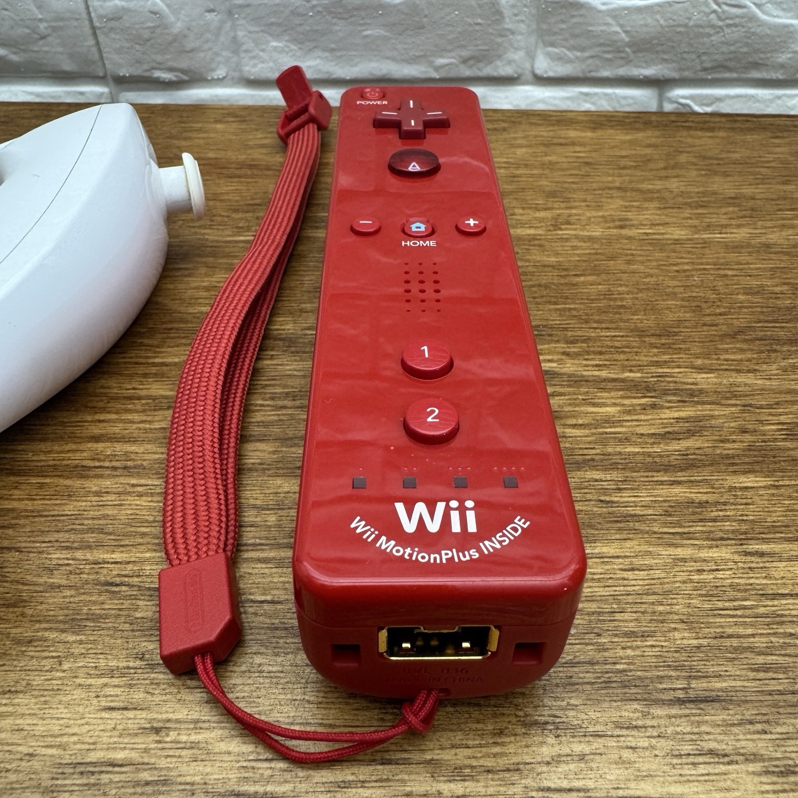 Nintendo Wii Red Motion Plus Remote Controller w/ Nunchuck RVL-036 Wiimote