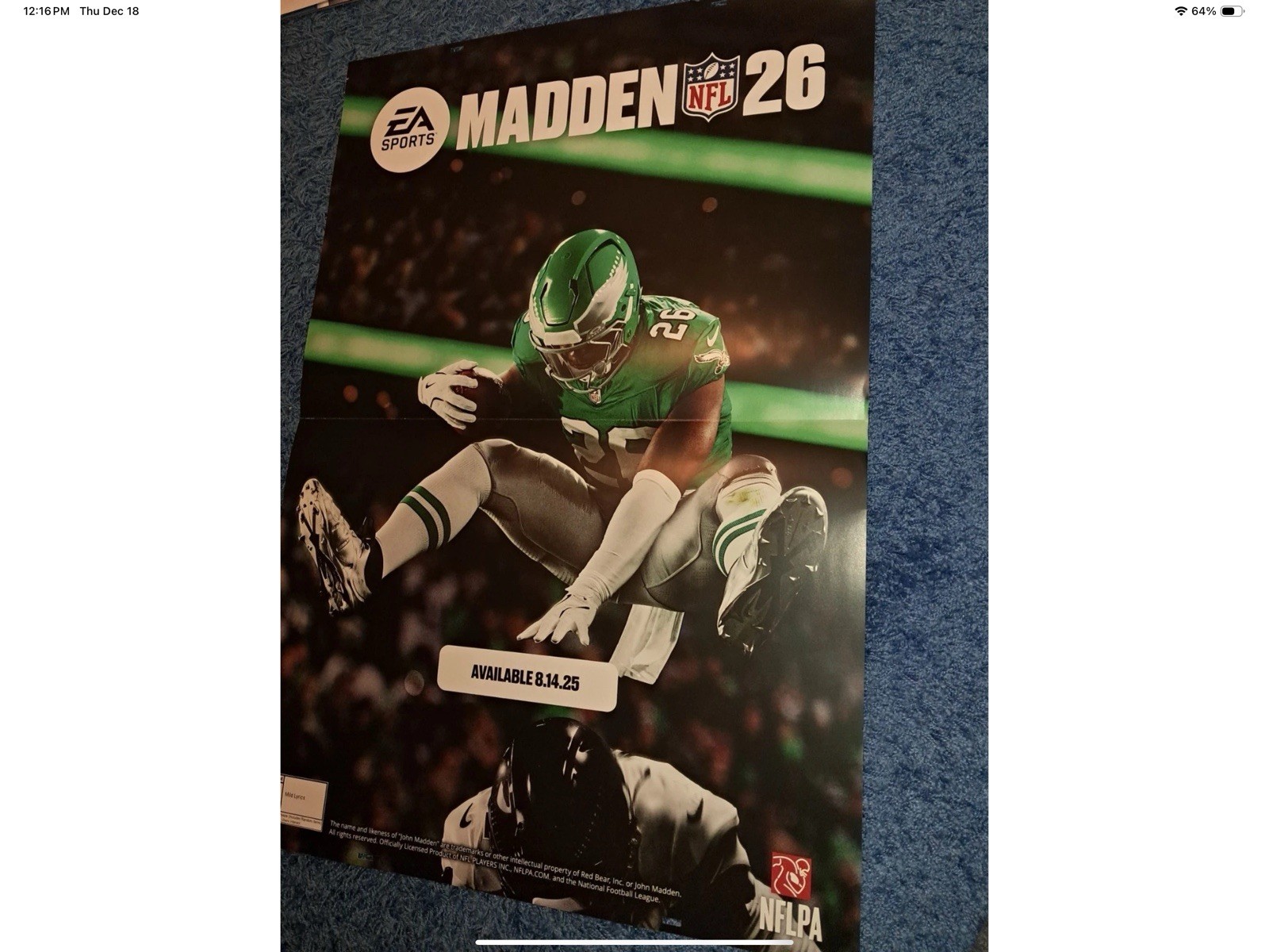 Madden 26 PROMO POSTER GAMESTOP HUGE 33 X 48 Officially Licensed Rare